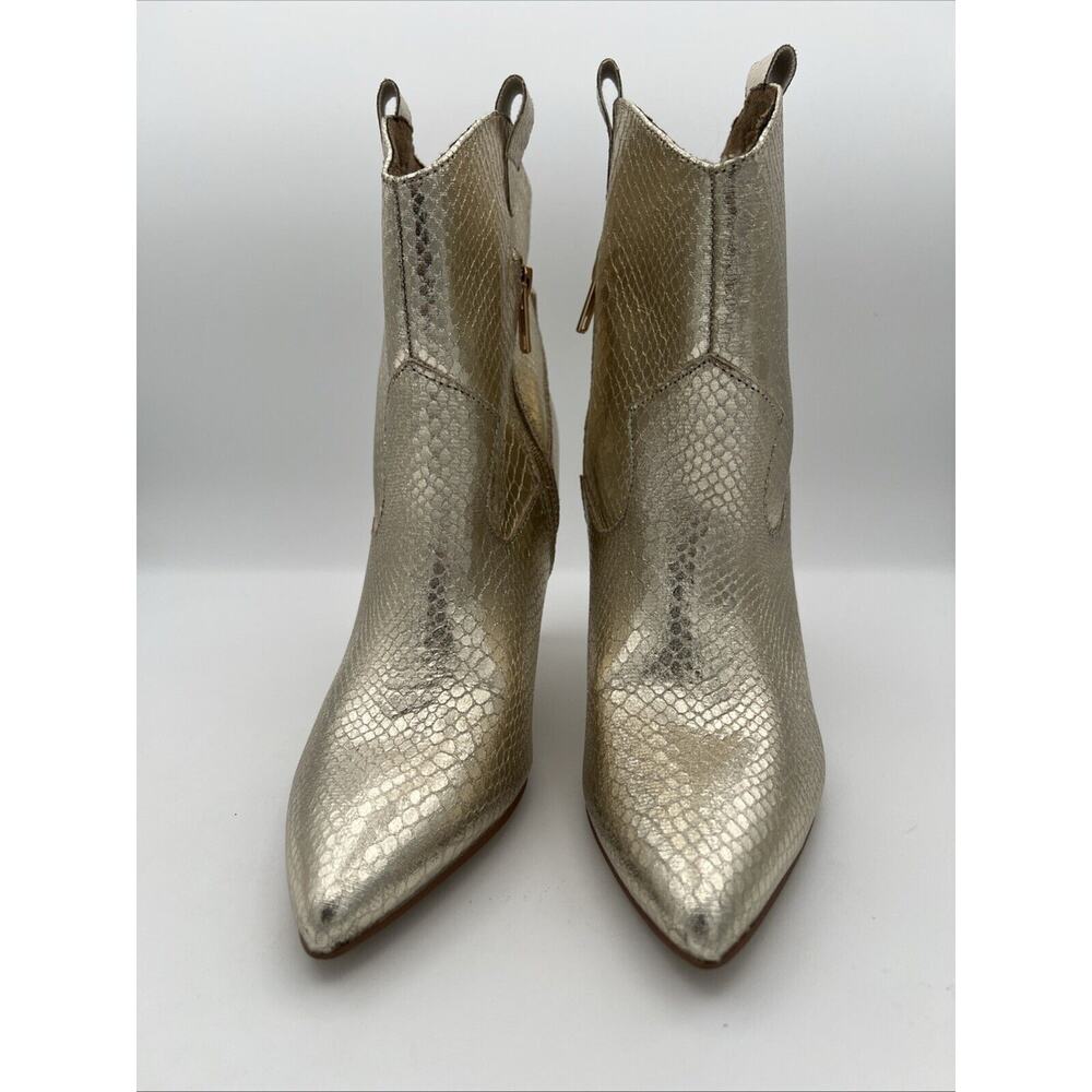 Shu Shop Yaneli Gold Foil Western Snake Stiletto Heel Pull on Boots Size 8 - Picture 2 of 9